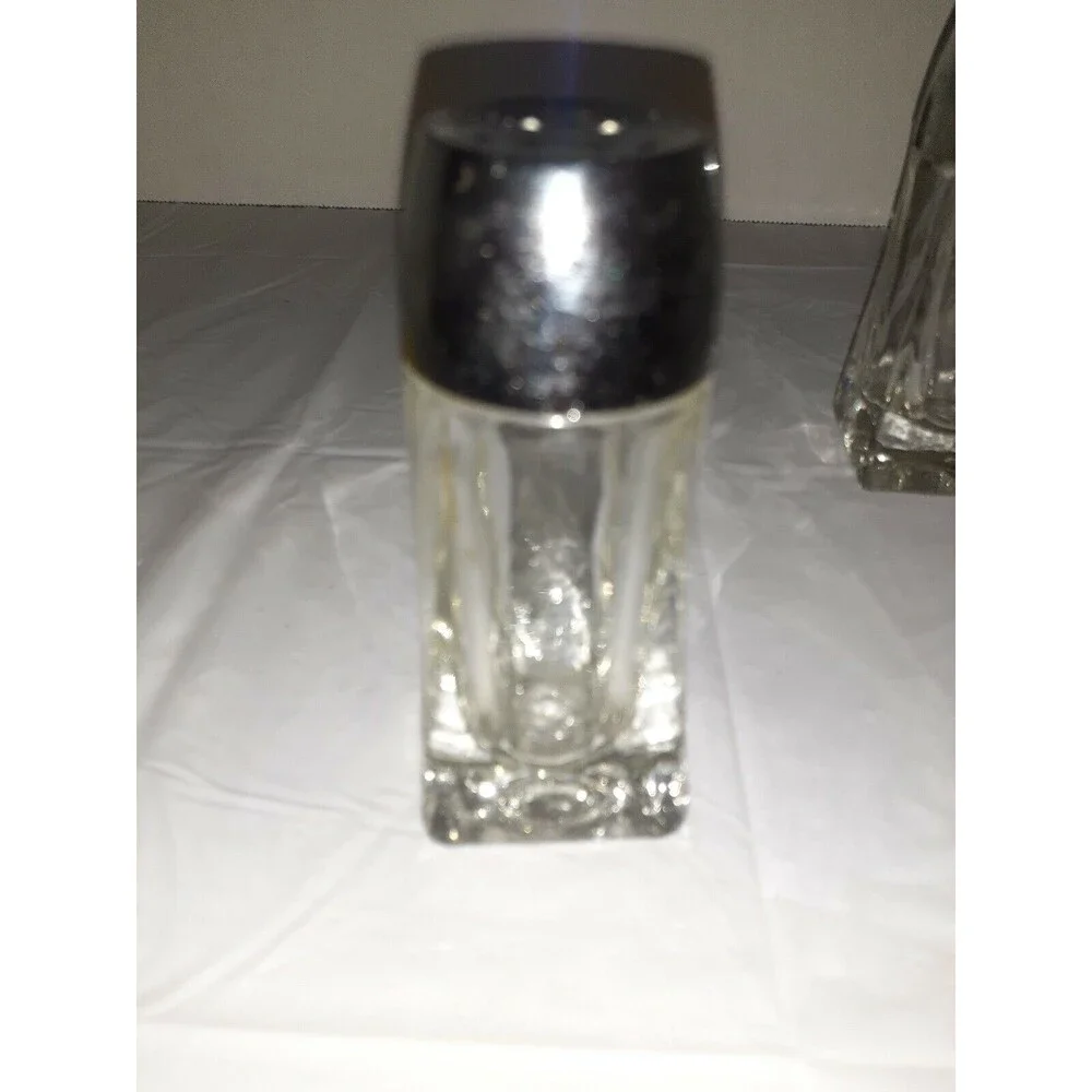 Vintage Heavy Clear Glass Salt And Pepper Shakers 4.25 inches tall